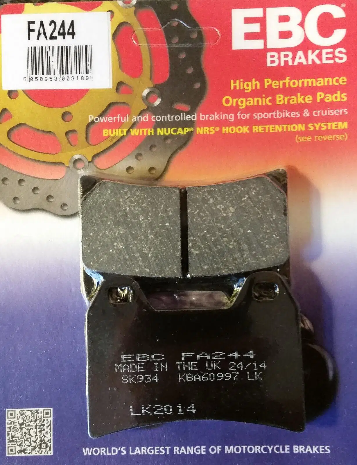 Ebc Fa244 2024-2025 Triumph Daytona 660 Uyumlu Ön Fren Balatası Organik Balata