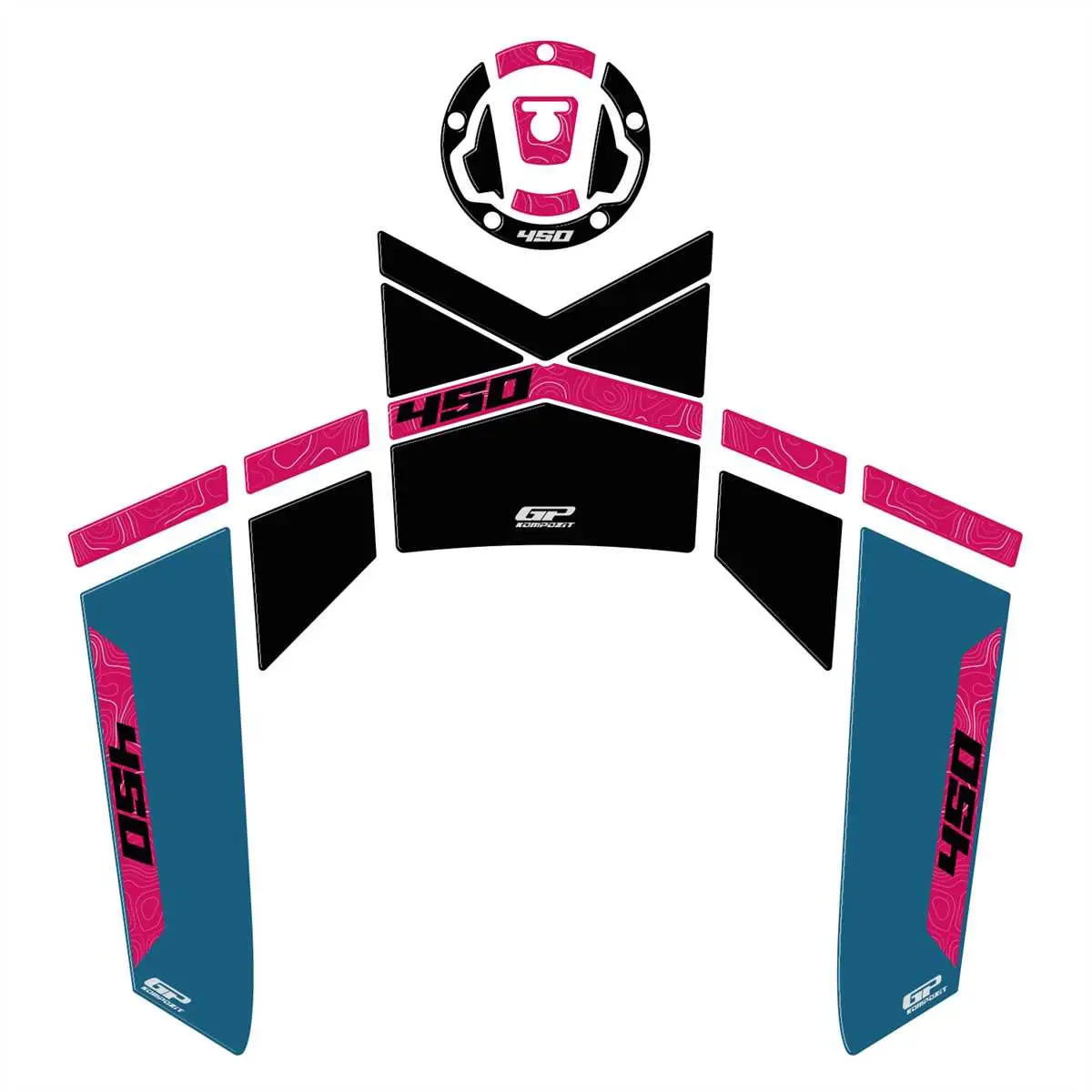 GP Kompozit CF Moto 450 MT 2024 Uyumlu Tank Pad Mavi GP Kompozit CF Moto 450 MT 2024 Uyumlu Tank Pad Mavi