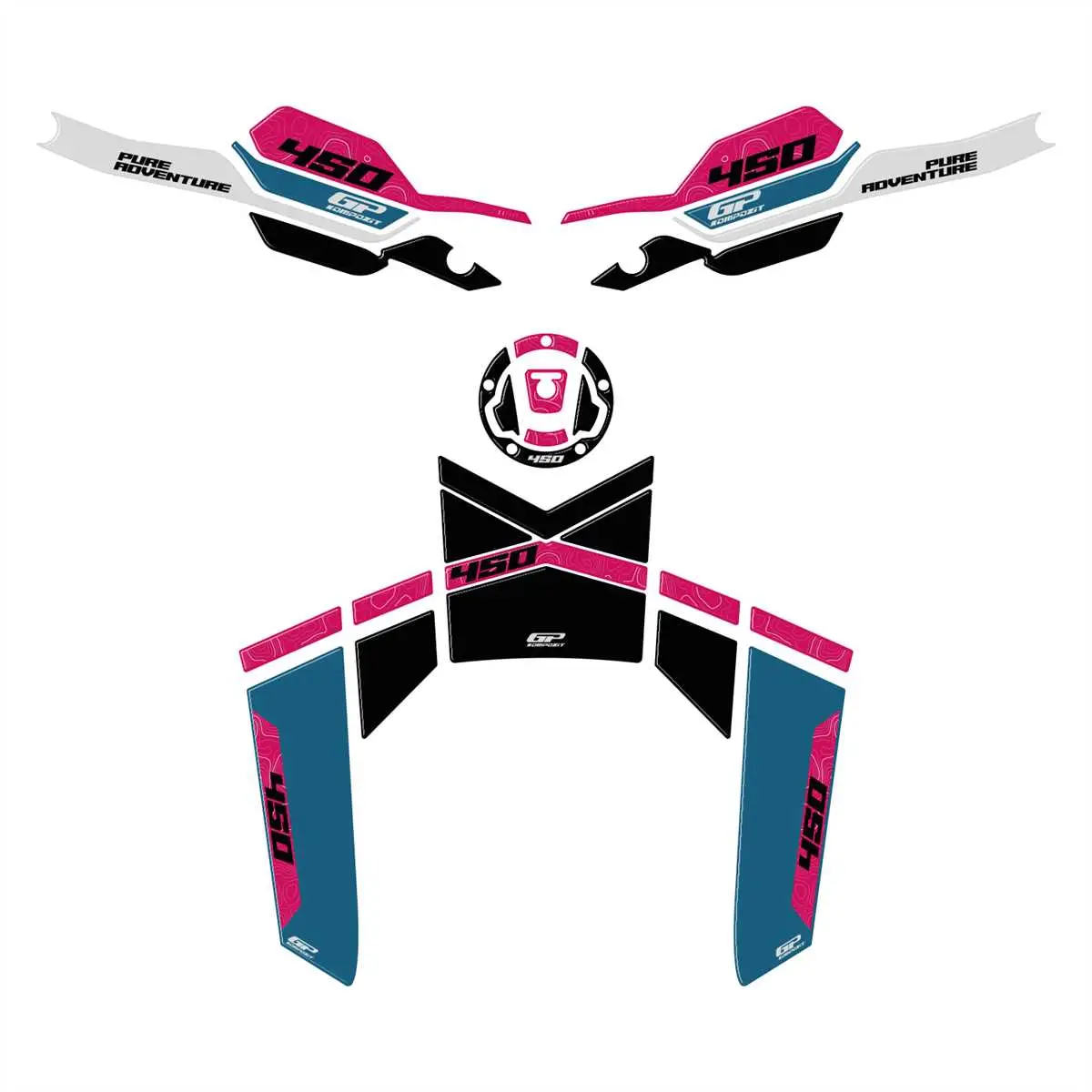 GP Kompozit CF Moto 450 MT 2024 Uyumlu Tank Pad Seti Mavi GP Kompozit CF Moto 450 MT 2024 Uyumlu Tank Pad Seti Mavi