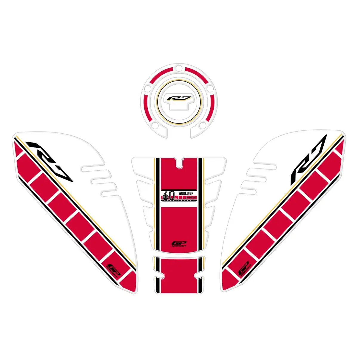 GP Kompozit Yamaha R7 2021–2024 Uyumlu Tank Pad Seti 60.Yıl GP Kompozit Yamaha R7 2021–2024 Uyumlu Tank Pad Seti 60.Yıl